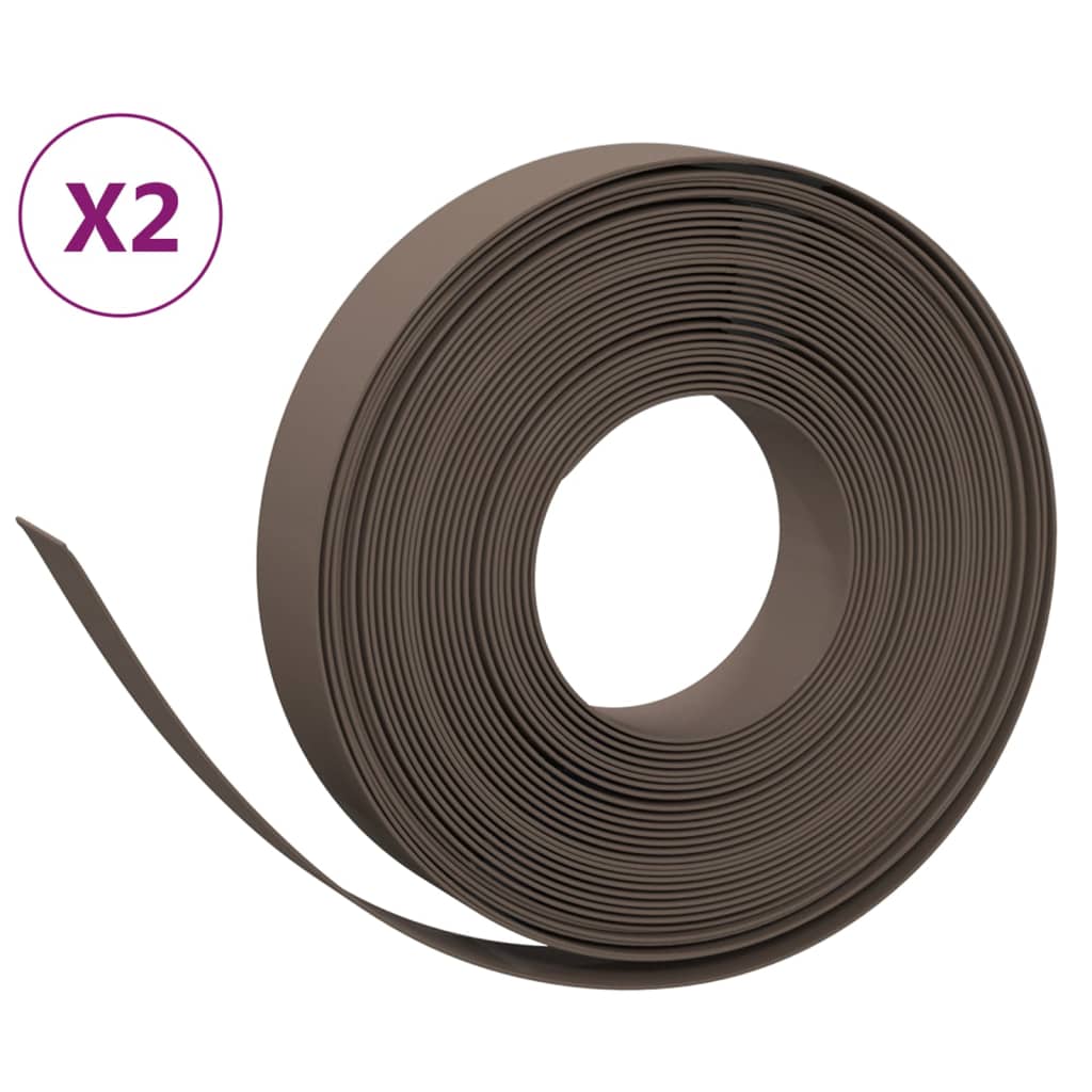 vidaXL græskanter 2 stk. 10 m 10 cm polyethylen brun