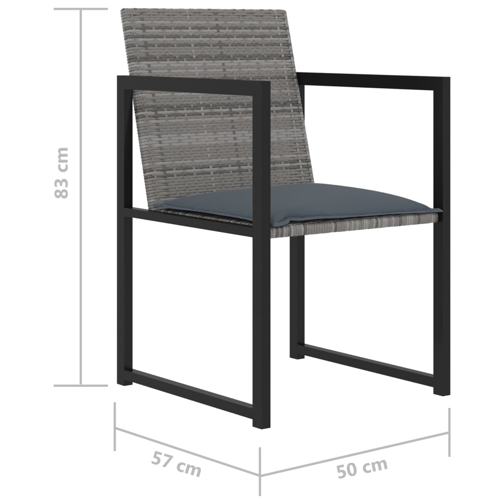 vidaXL udendørs spisebordssæt 5 dele med hynder polyrattan grå