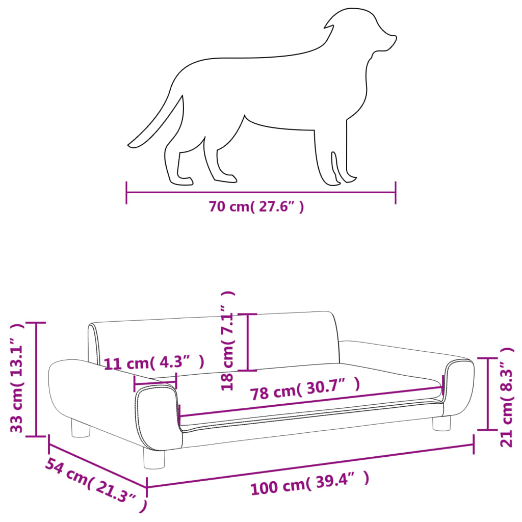 vidaXL hundeseng 100x54x33 cm velour cremefarvet