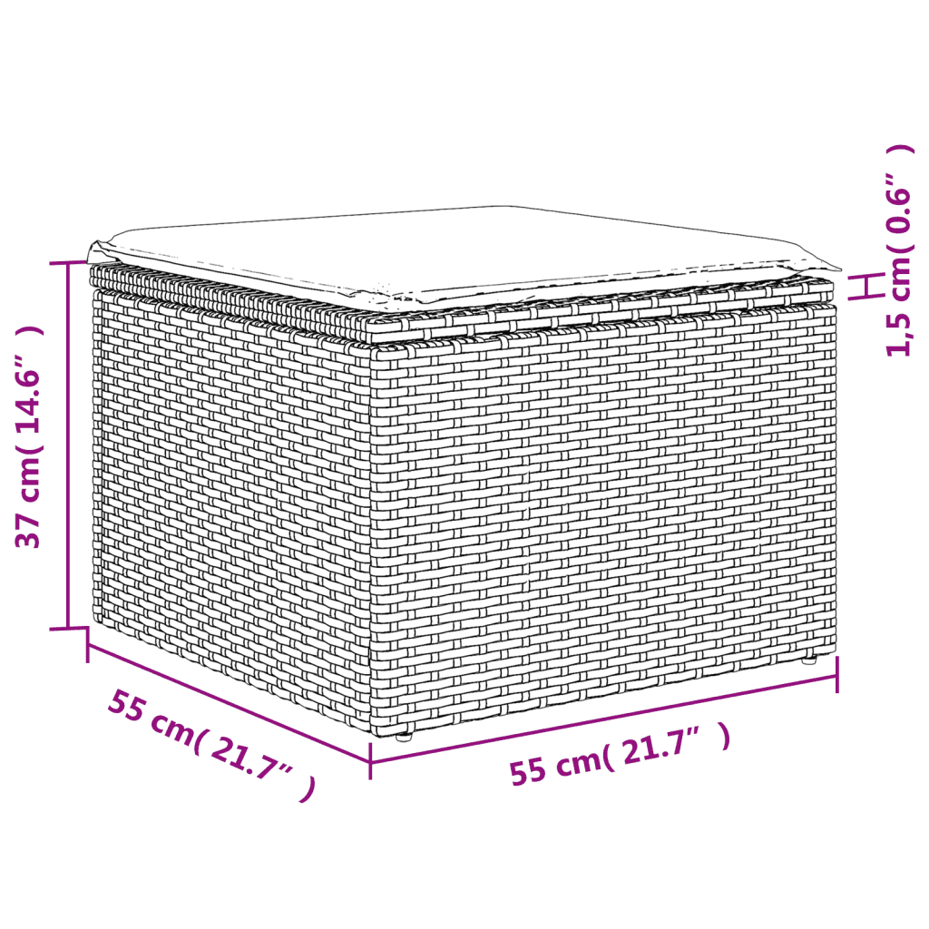 vidaXL sofaesæt til haven 7 dele med hynder polyrattan grå