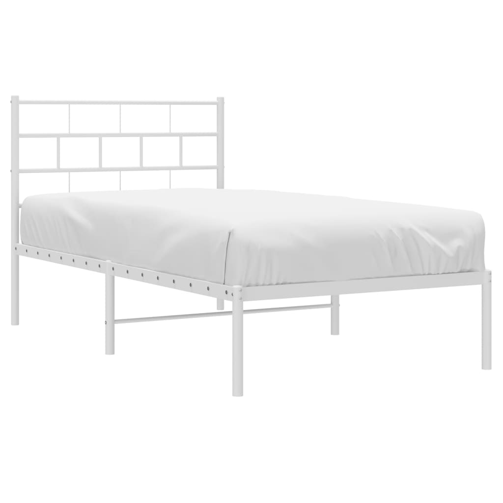 vidaXL sengeramme med sengegavl 107x203 cm metal hvid