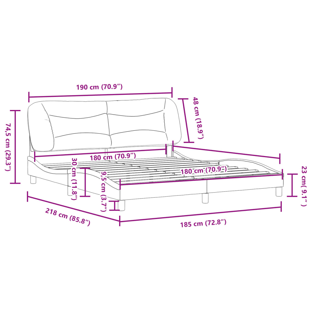 vidaXL sengeramme med sengegavl 180x200 cm kunstlæder sort