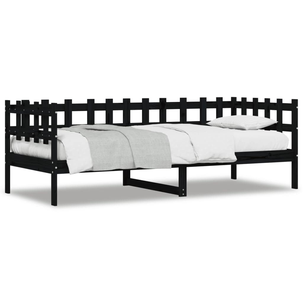 vidaXL daybed 90x200 cm massivt fyrretræ sort