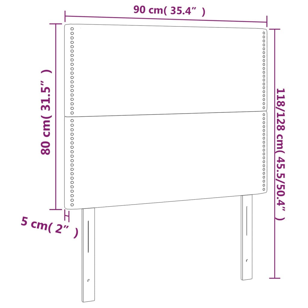 vidaXL sengegavl med LED-lys 90x5x118/128 cm fløjl lysegrå