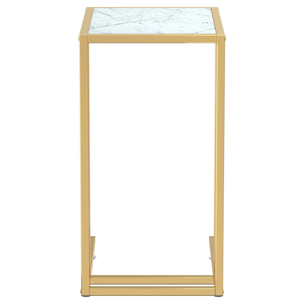 vidaXL sidebord 50x35x65 cm hærdet glas hvid marmor