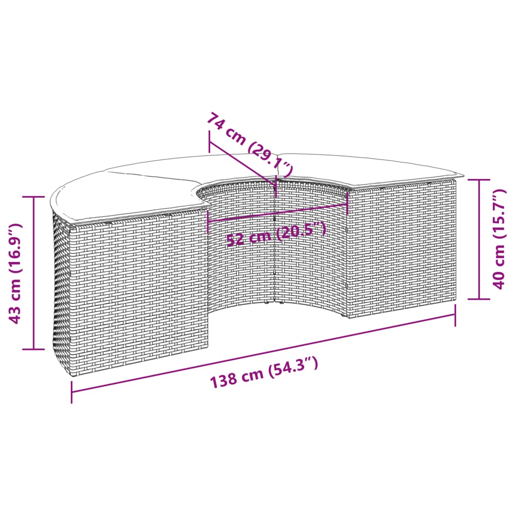 vidaXL haveskammel med hynde polyrattan beige