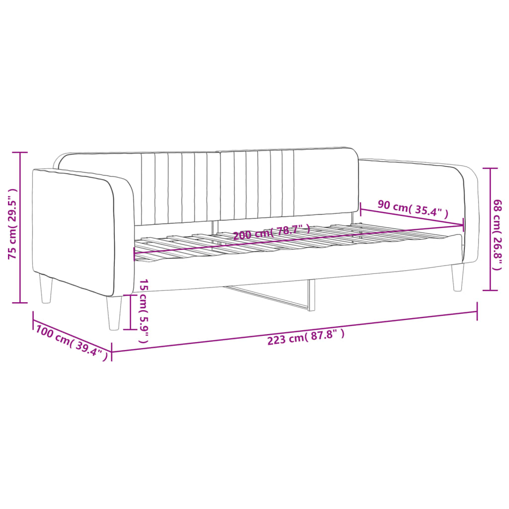 vidaXL daybed 90x200 cm velour mørkegrøn