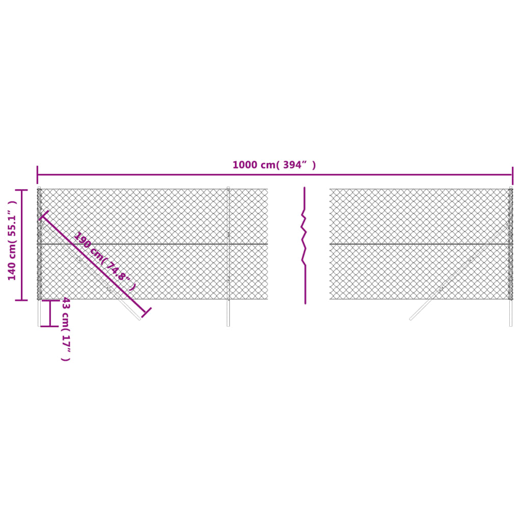 vidaXL trådhegn 1,4x10 m antracitgrå