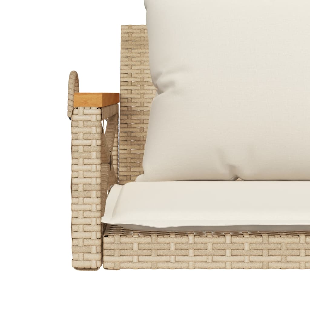 vidaXL havebænk med hynder 109x62x40 cm polyrattan beige