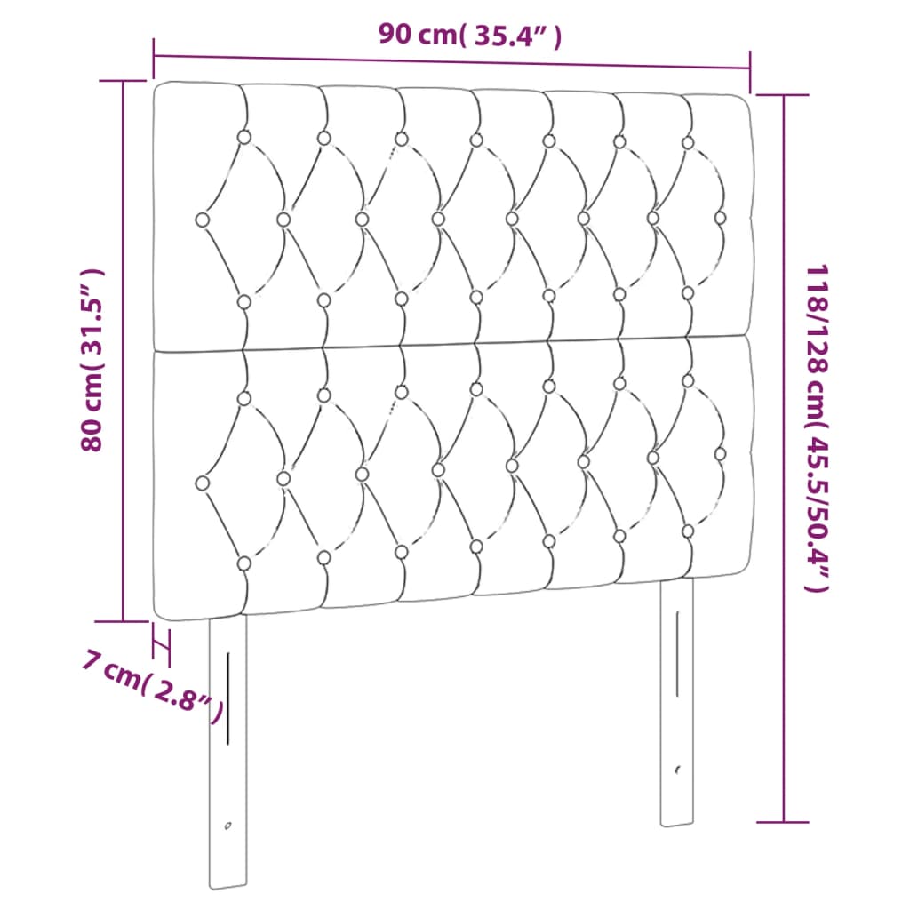 vidaXL sengegavle 2 stk. 90x7x78/88 cm fløjl sort