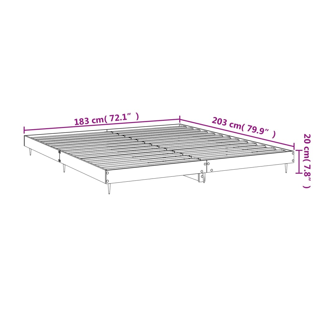 vidaXL sengestel 180x200 cm konstrueret træ brun eg