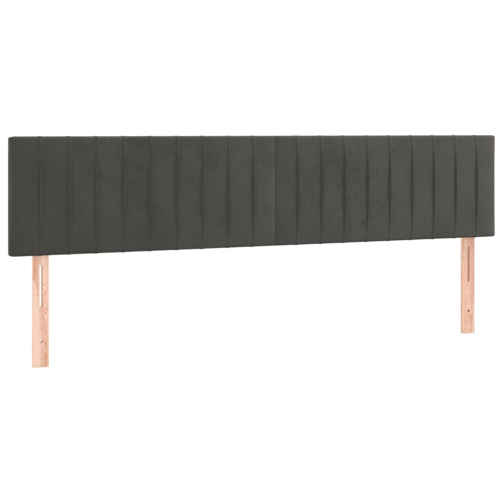 vidaXL sengegavl med LED-lys 180x5x78/88 cm velour mørkegrå