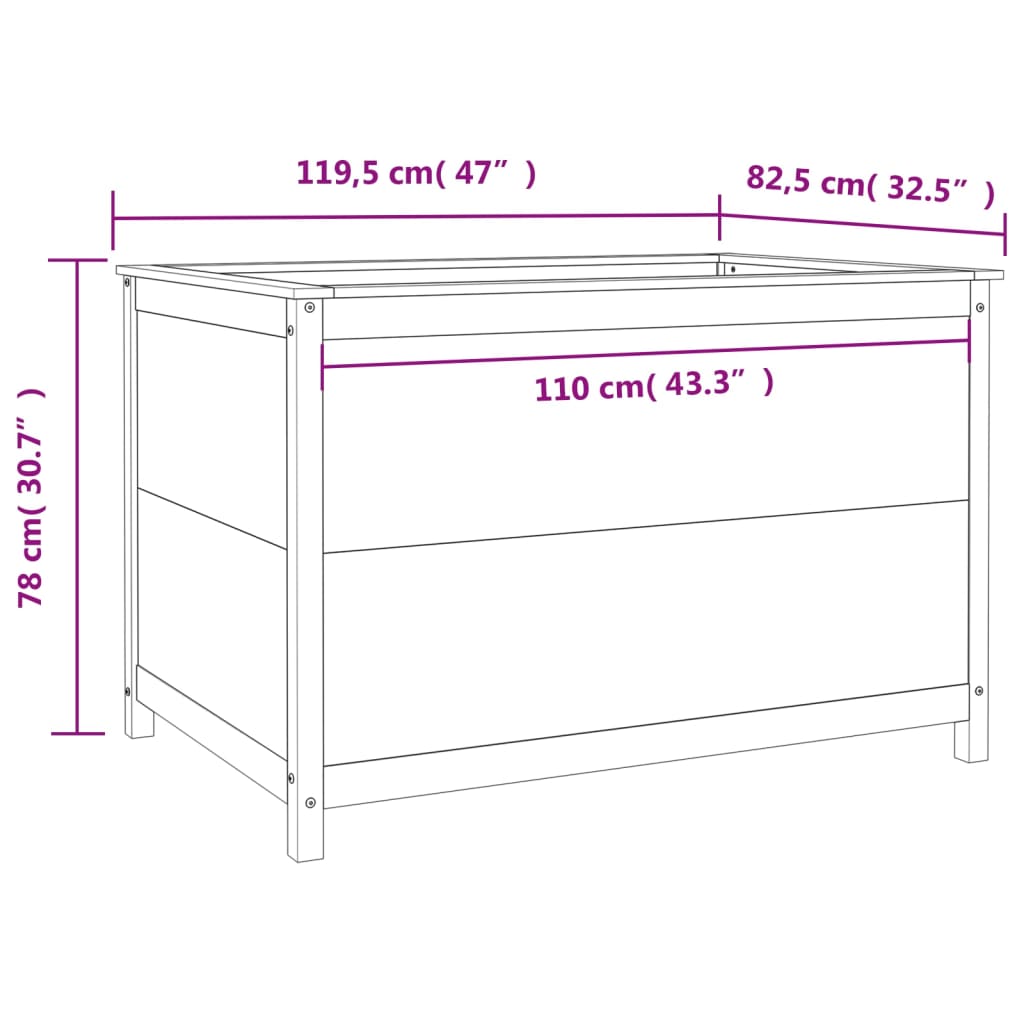 vidaXL højbed 119,5x82,5x78 cm massivt fyrretræ grå