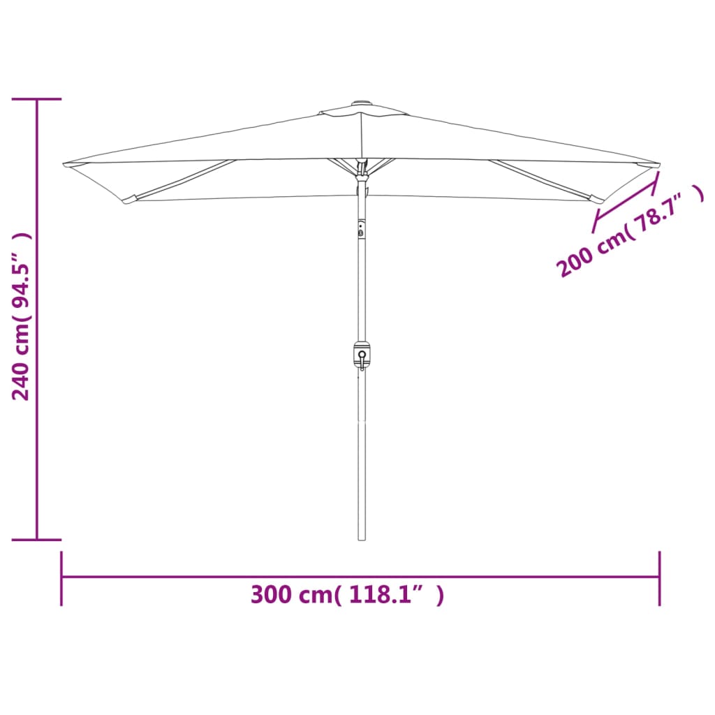 vidaXL parasol 200x300 cm rektangulær sandhvid