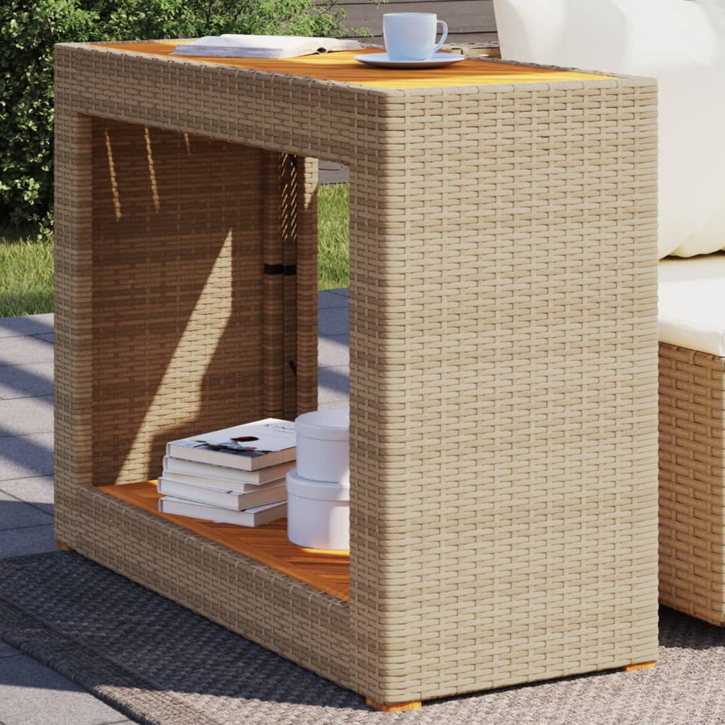 vidaXL havebord med trætop 100x40x75 cm polyrattan sort