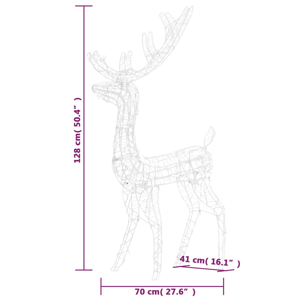 vidaXL juledekoration rensdyr 140 LED'er 120 cm akryl varm hvid