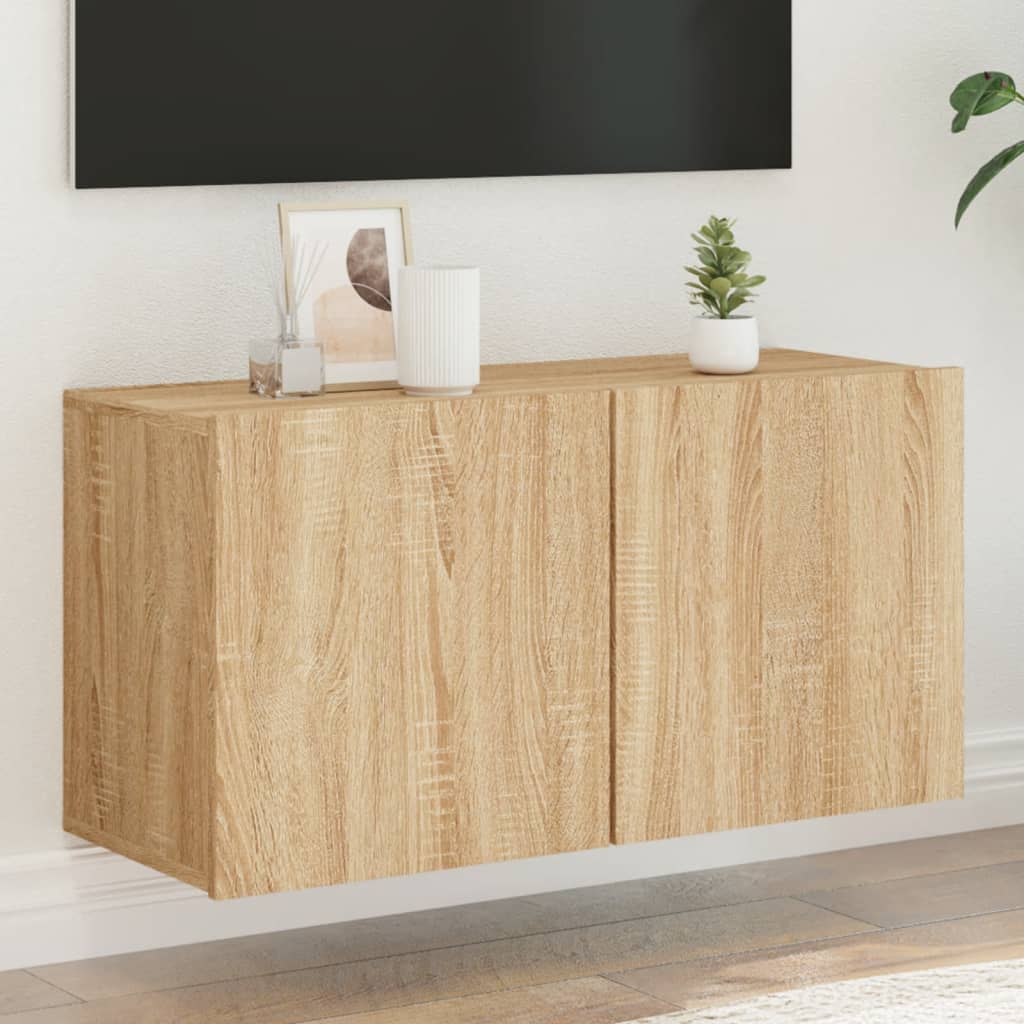 vidaXL væghængt tv-bord 80x30x41 cm sonoma-eg