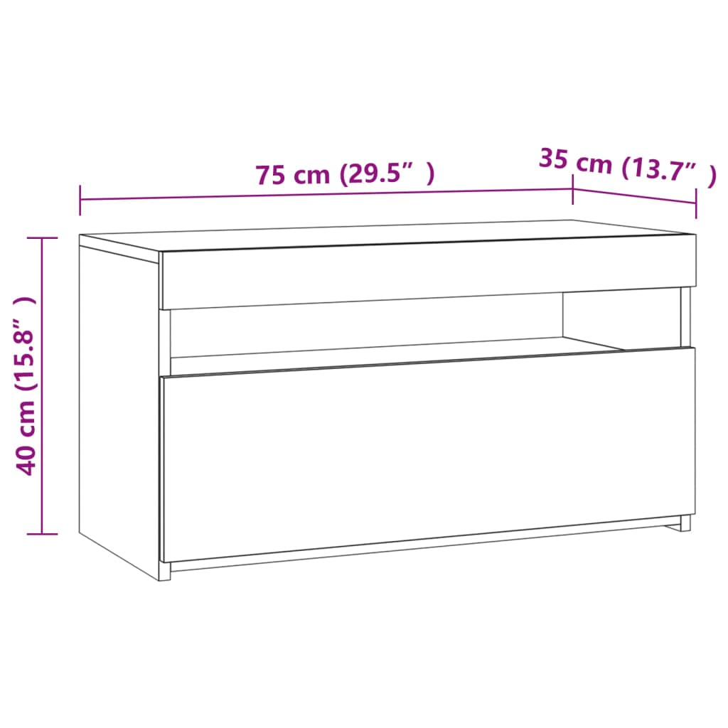 vidaXL tv-bord med LED-lys 70x35x40 cm sonoma-eg