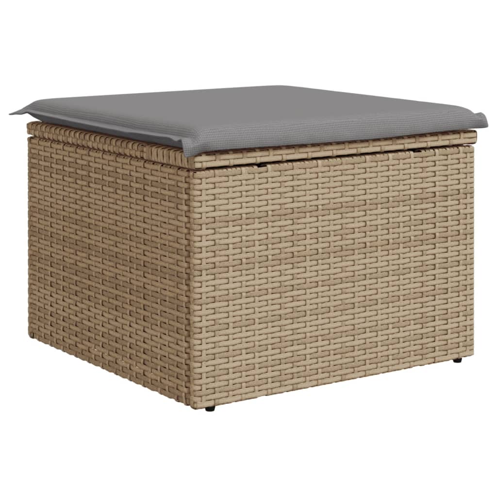 vidaXL haveskammel med hynde 55x55x37 cm polyrattan beige