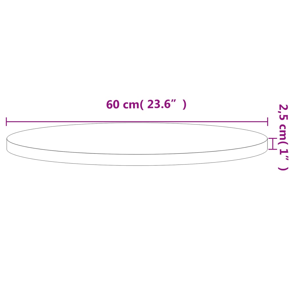 vidaXL bordplade Ø60x2,5 cm rund massivt bøgetræ