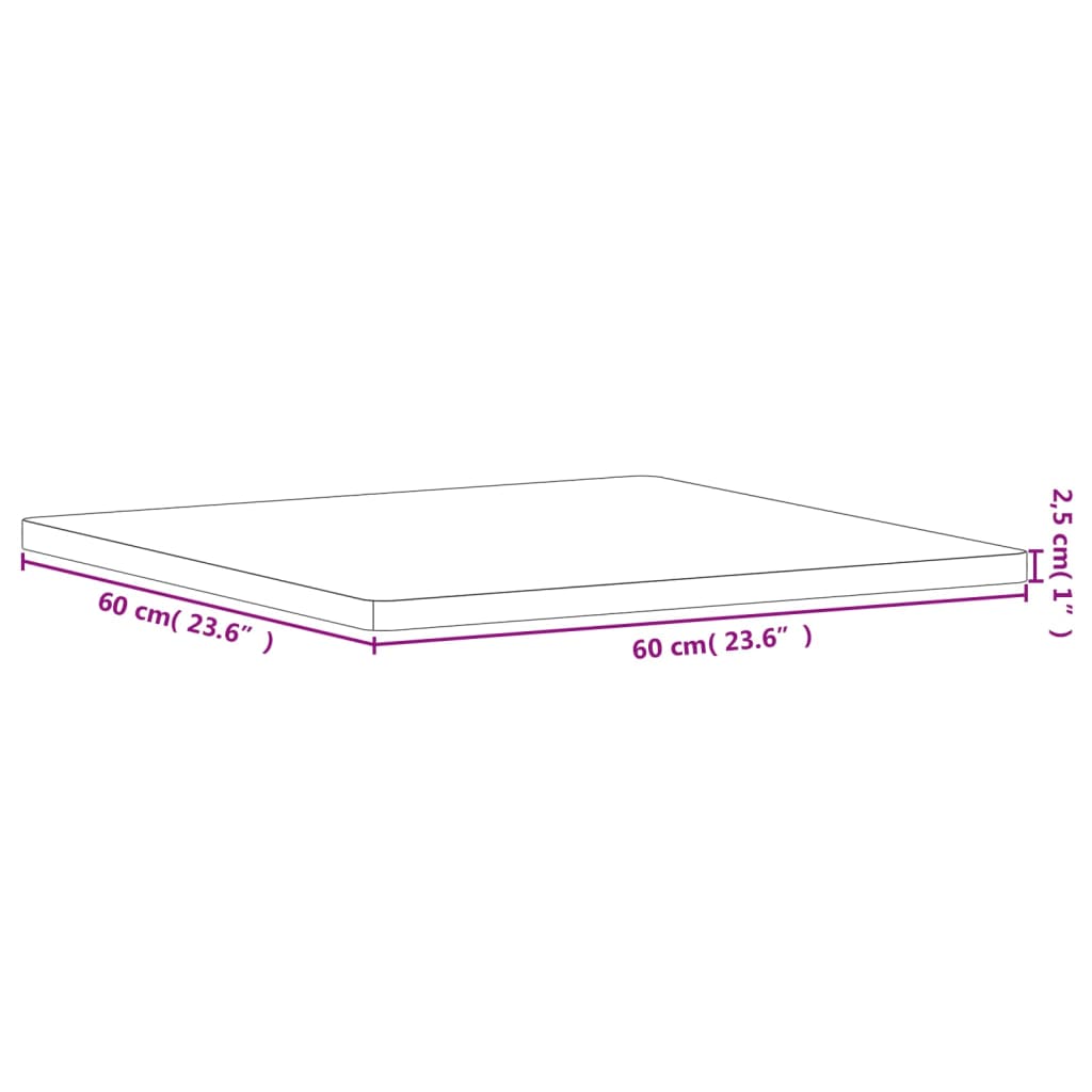 vidaXL bordplade 60x60x2,5 cm firkantet massivt bøgetræ