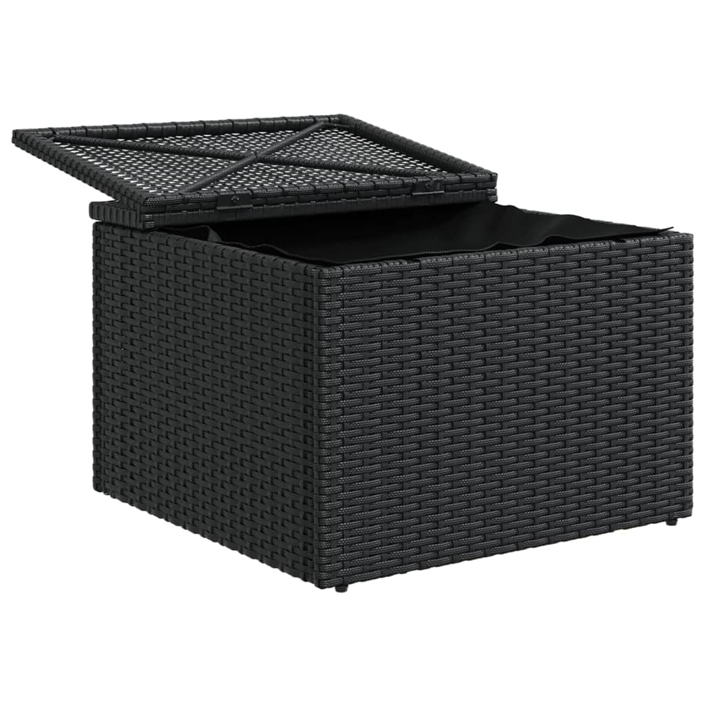 vidaXL haveskammel med hynde 55x55x37 cm polyrattan sort