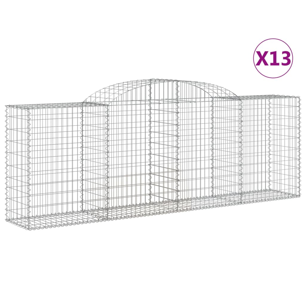 vidaXL buede gabionkurve 13 stk. 300x50x100/120 cm galvaniseret jern