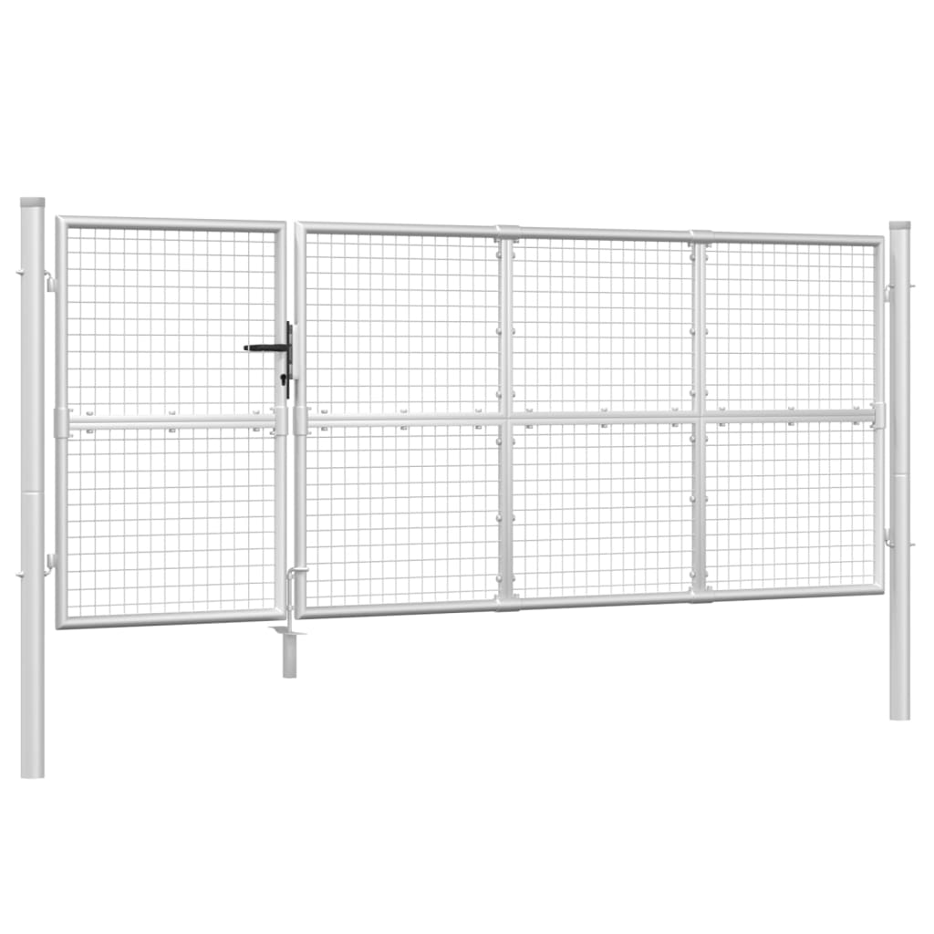 vidaXL gitterlåge til havehegn 350x175 cm galvaniseret stål sølvfarvet