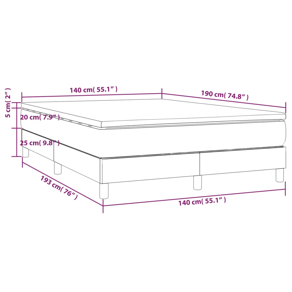 vidaXL kontinentalseng med madras 140x190 cm stof cremefarvet