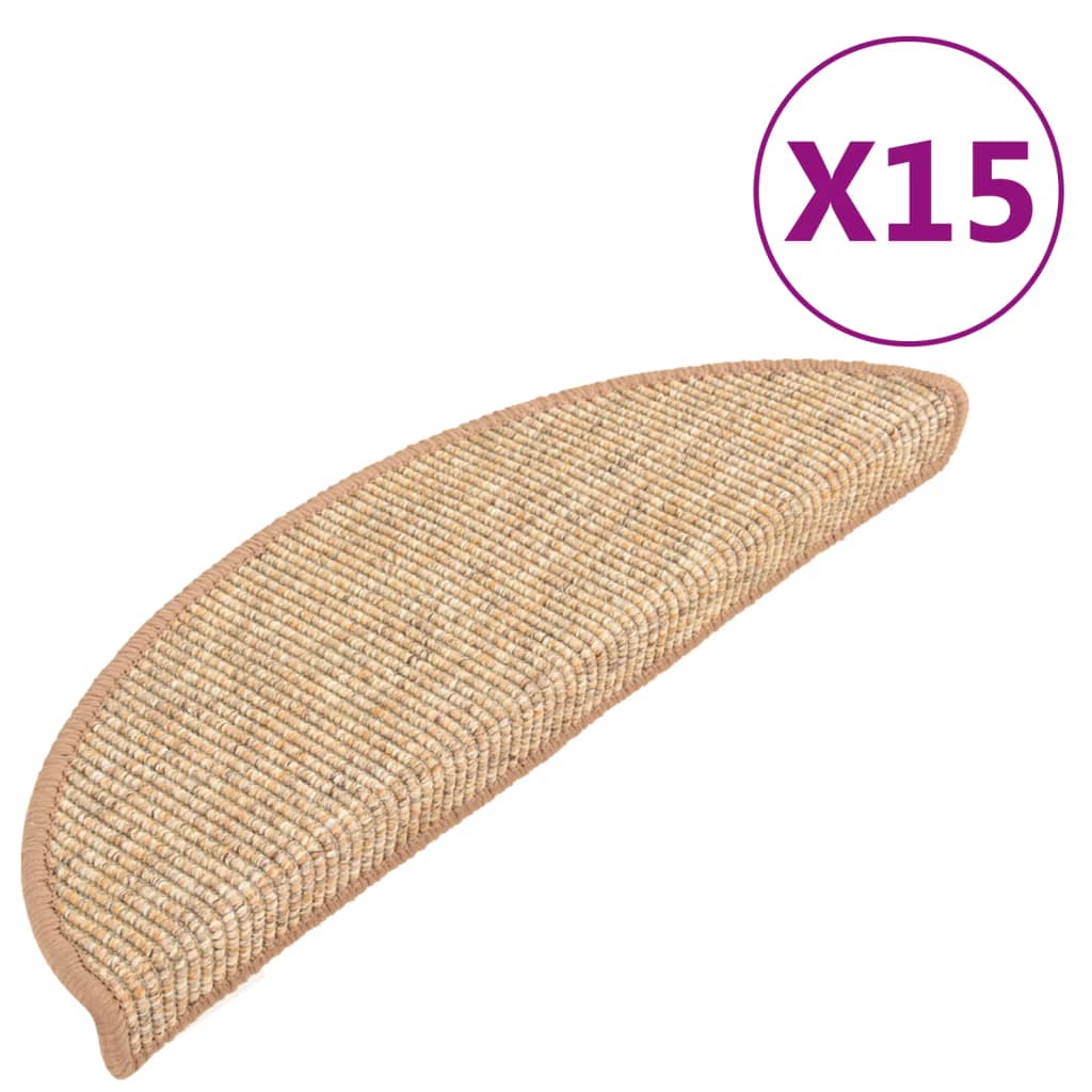 vidaXL selvklæbende trappemåtter 15 stk. 56x17x3 cm lys beige