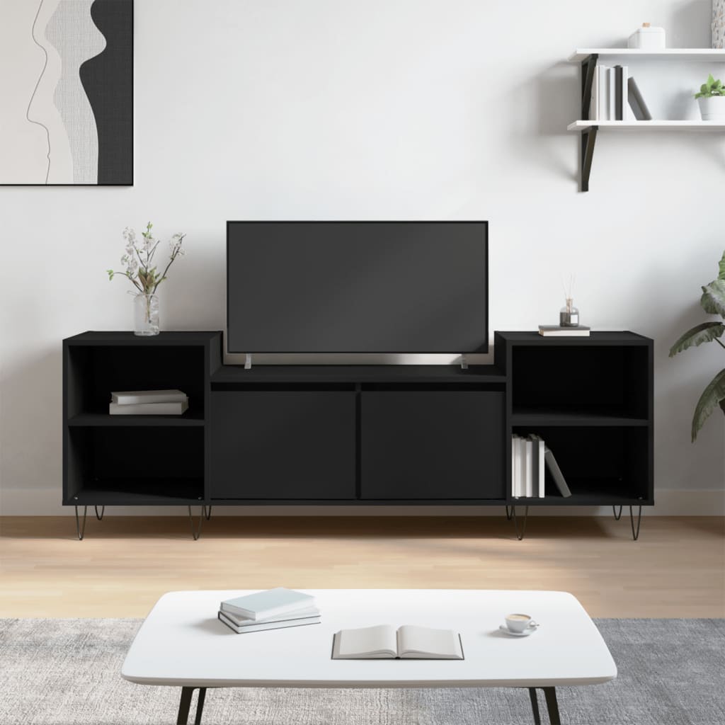 vidaXL tv-bord 160x35x55 cm konstrueret træ sort