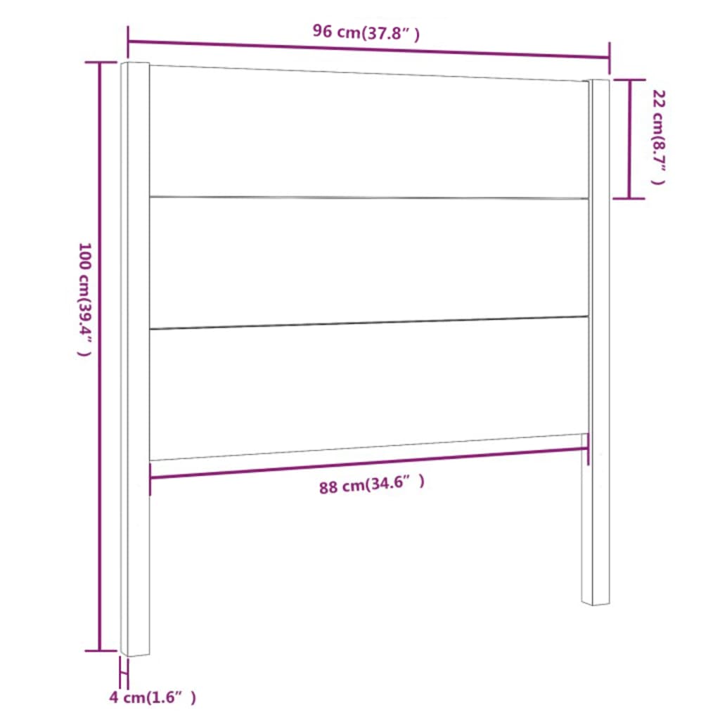 vidaXL sengegærde 96x4x100 cm massivt fyrretræ gyldenbrun