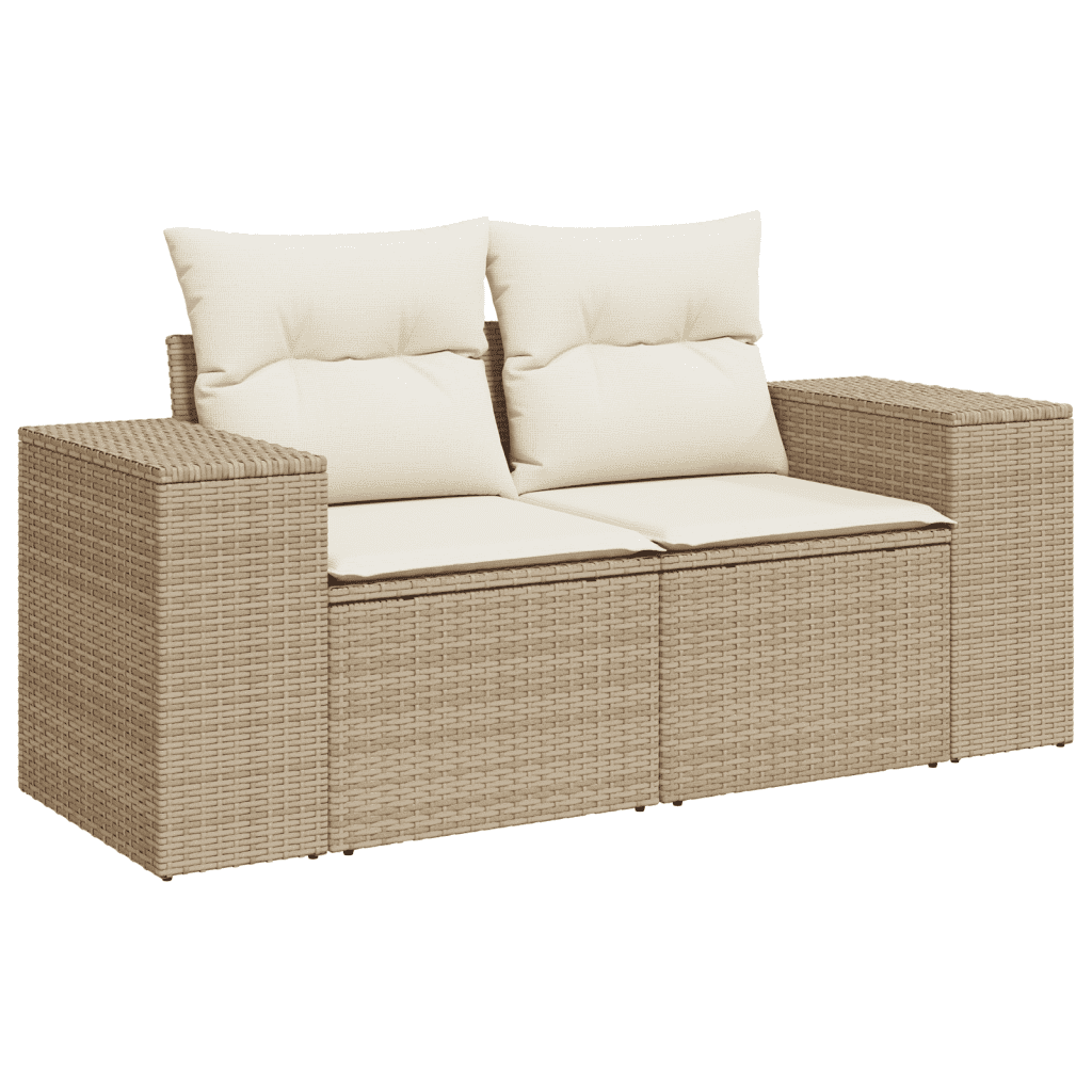 vidaXL sofasæt til haven 7 dele med hynder polyrattan beige