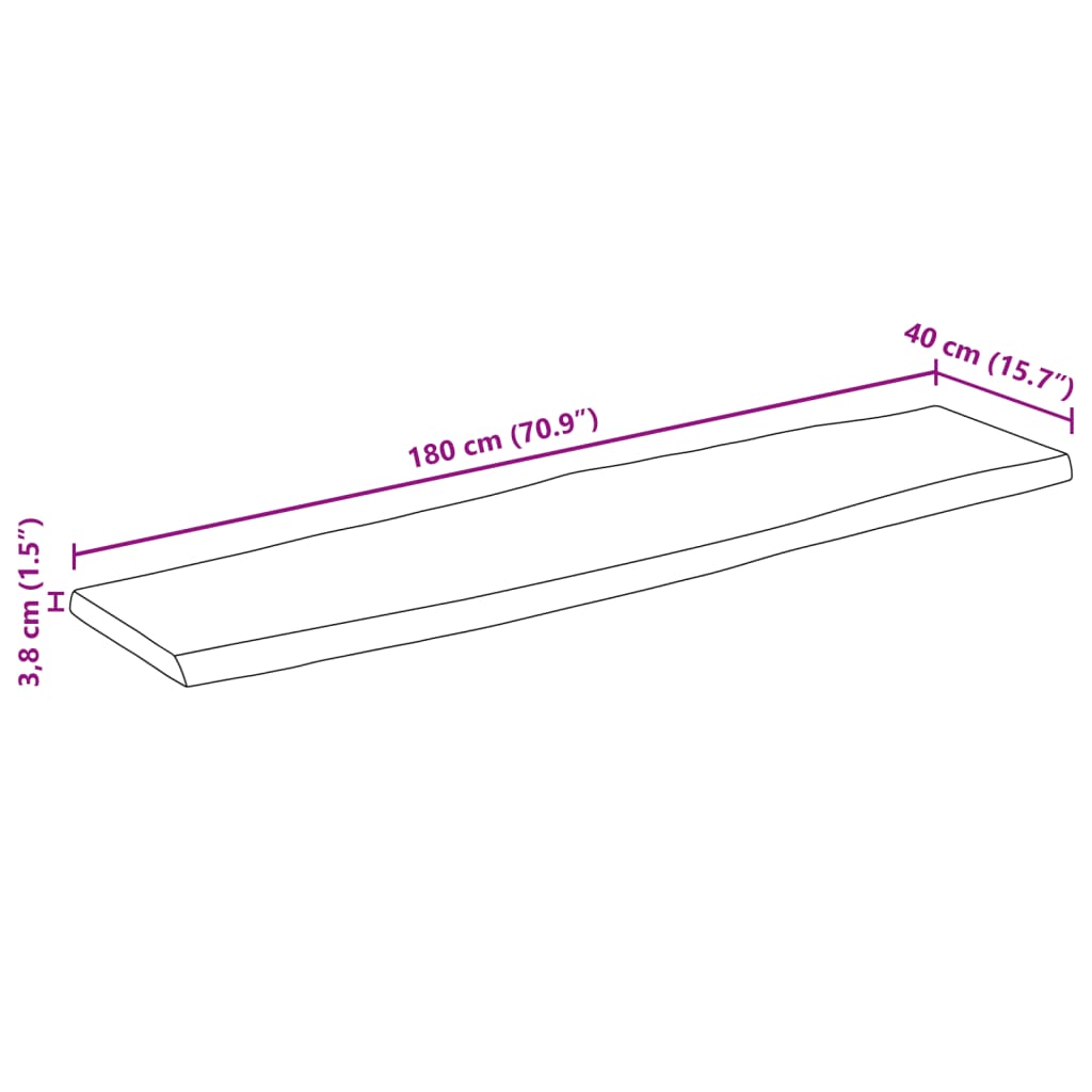 vidaXL bordplade 180x40x3,8 cm naturlig kant massivt mangotræ