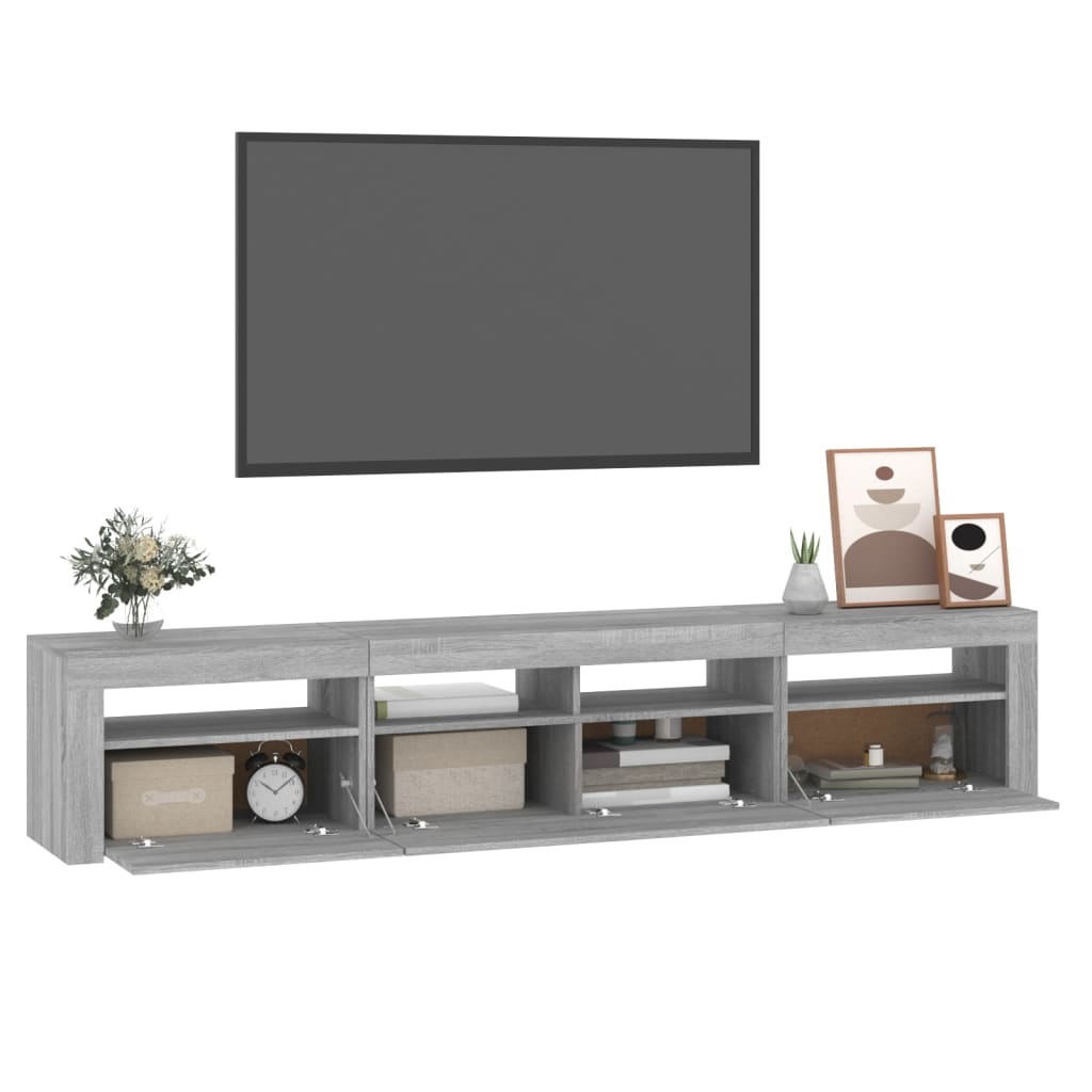 vidaXL tv-skab med LED-lys 210x35x40 cm Grå sonoma-eg