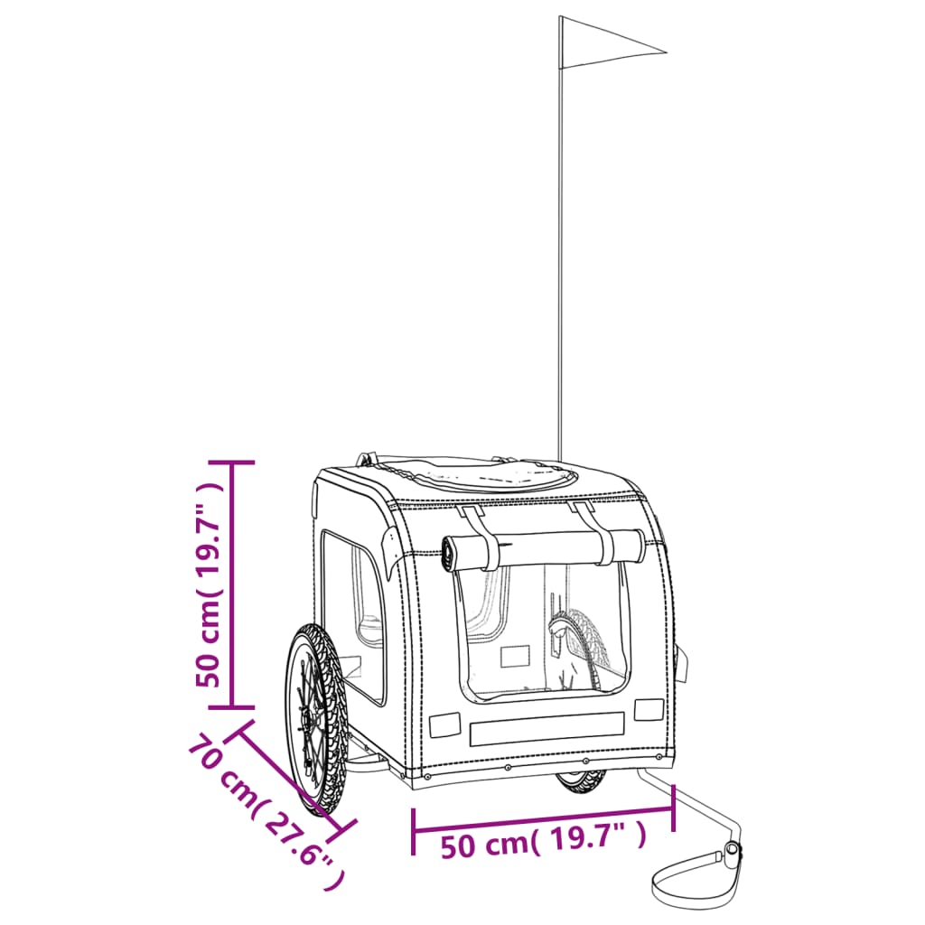 vidaXL cykeltrailer til kæledyr oxfordstof og jern grøn og grå