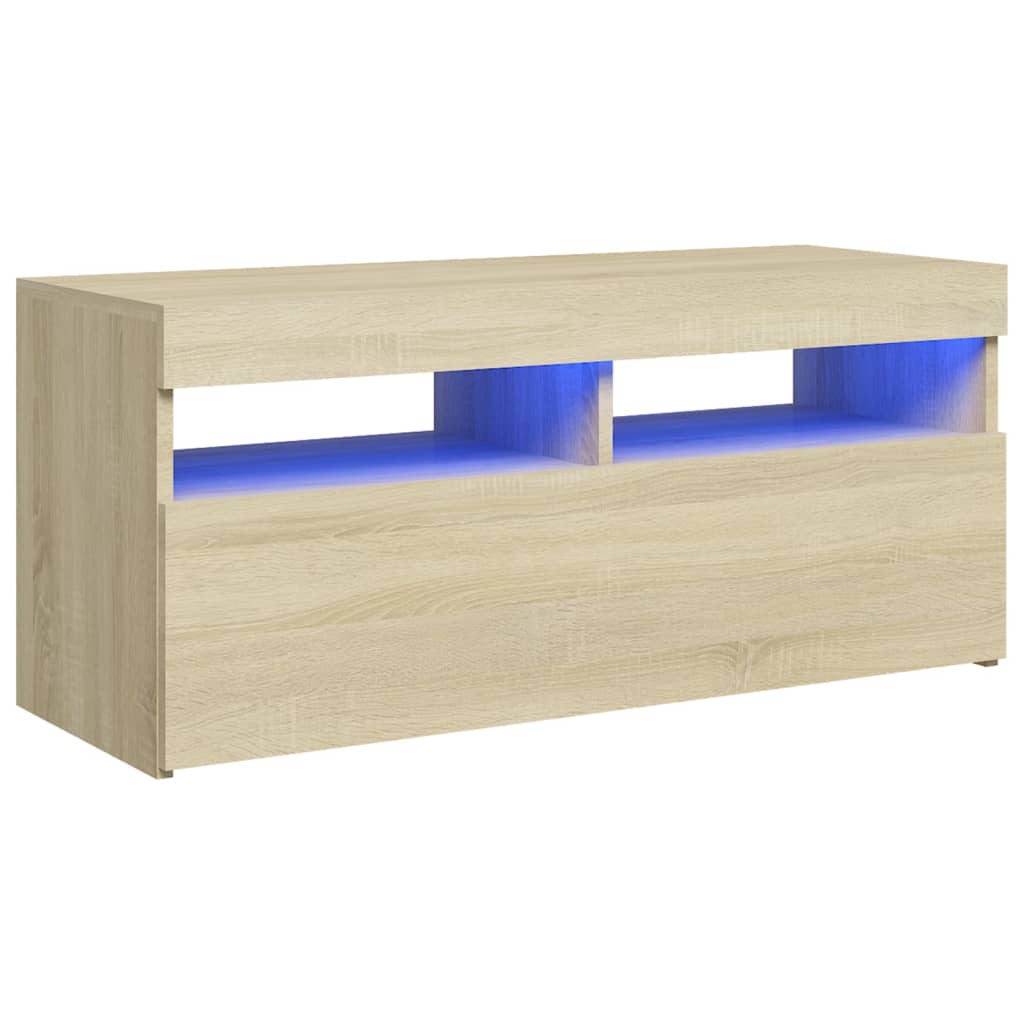 vidaXL tv-bord med LED-lys 90x35x40 cm sonoma-eg