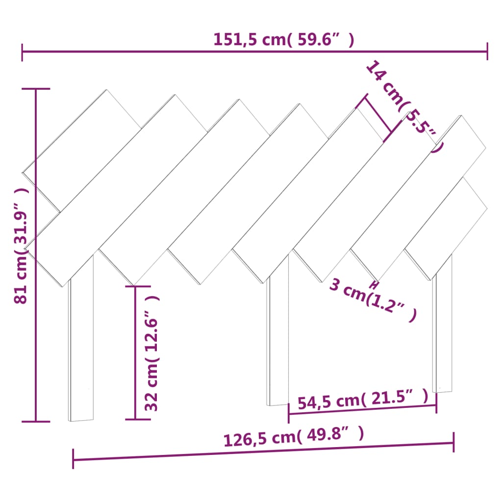 vidaXL sengegærde 151,5x3x81 cm massivt fyrretræ sort