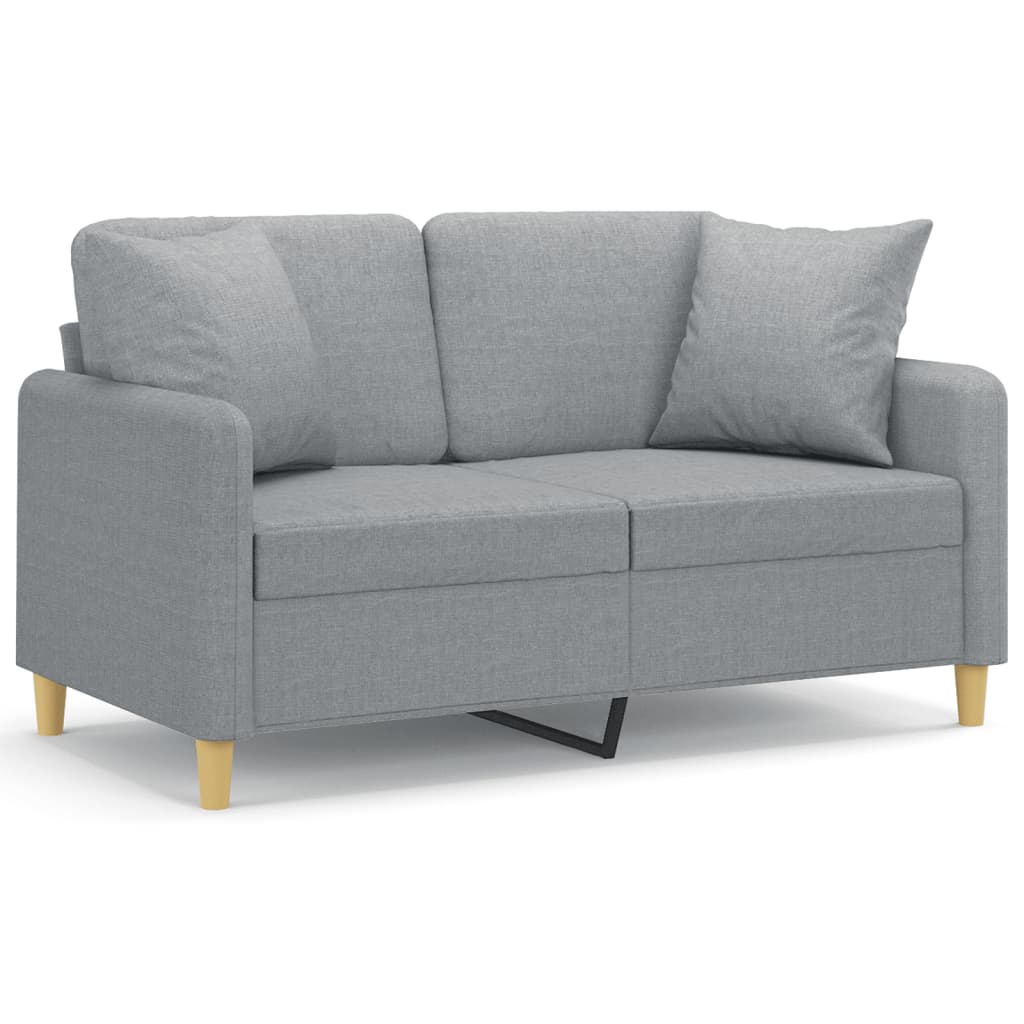 vidaXL 2-personers sofa med pyntepuder 120 cm stof lysegrå