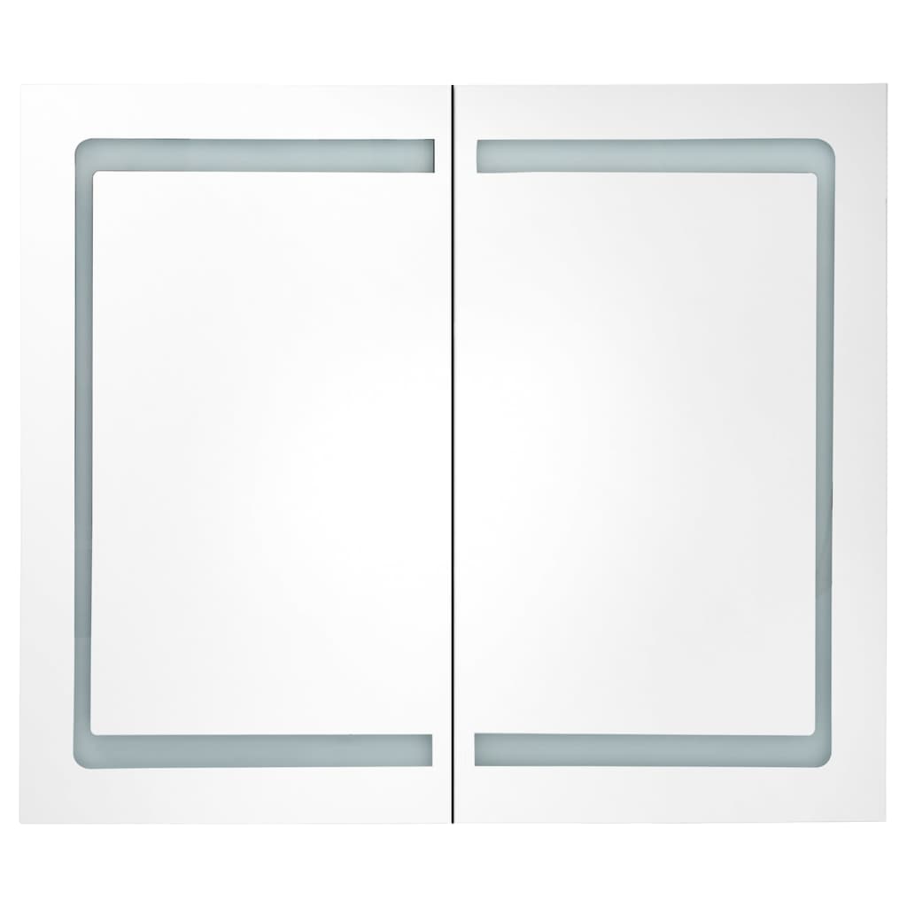 vidaXL badeværelsesskab med spejl + LED-lys 80x12x68 cm skinnende sort