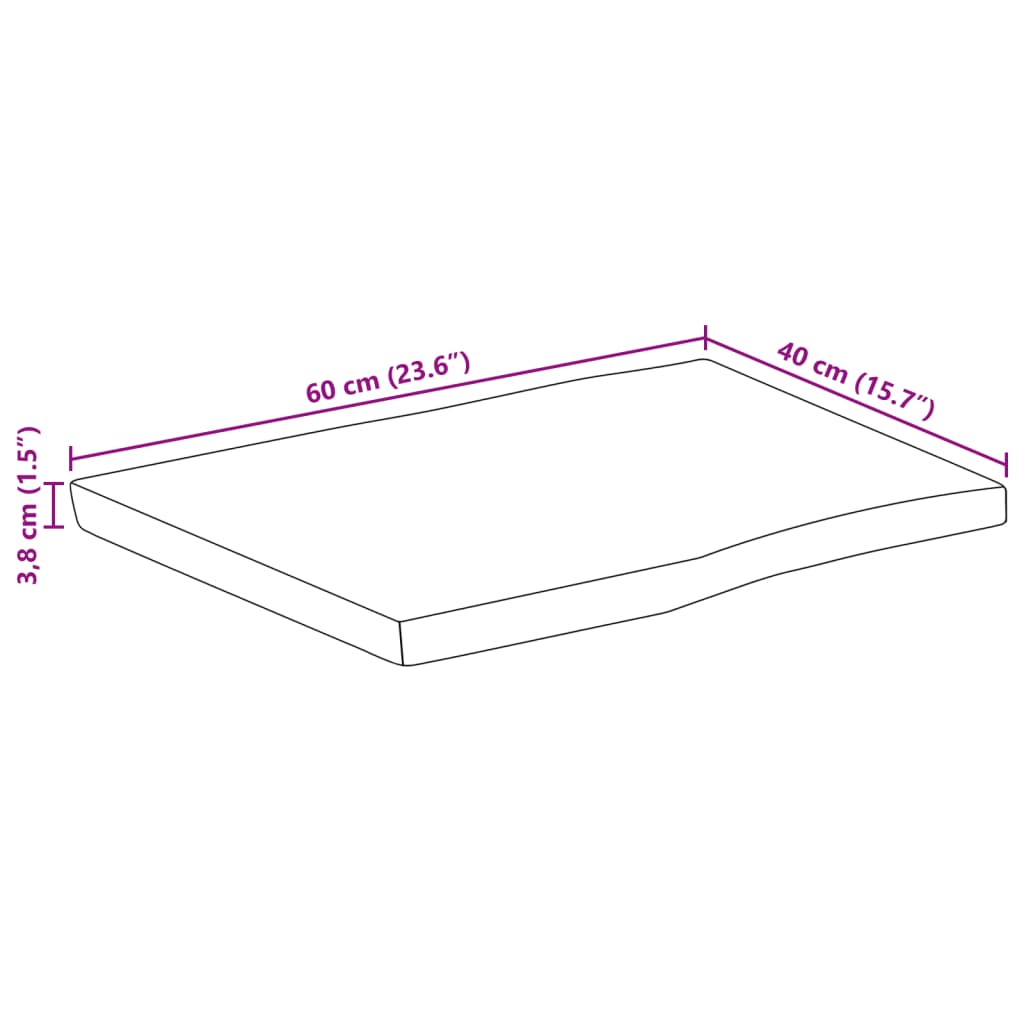 vidaXL bordplade 60x40x3,8 cm naturlig kant massivt mangotræ