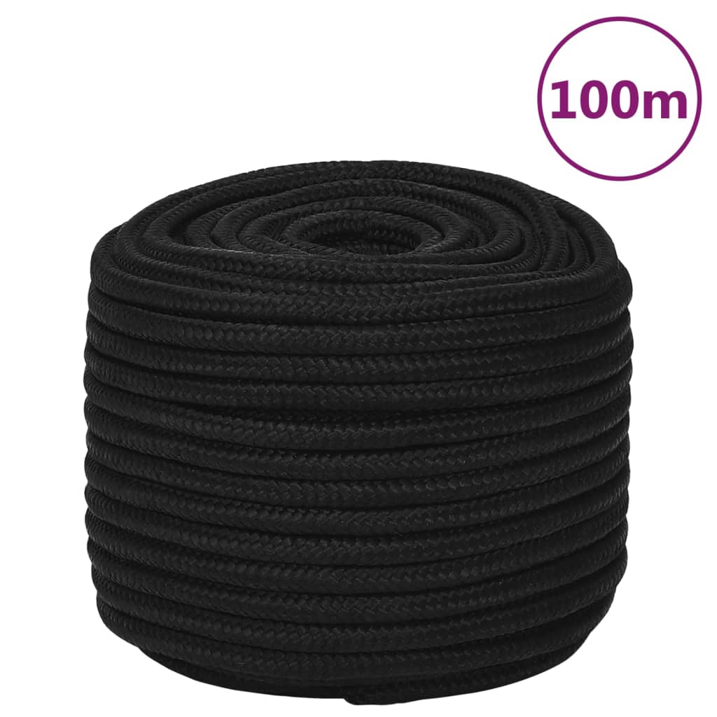 vidaXL arbejdsreb 12 mm 100 m polyester sort