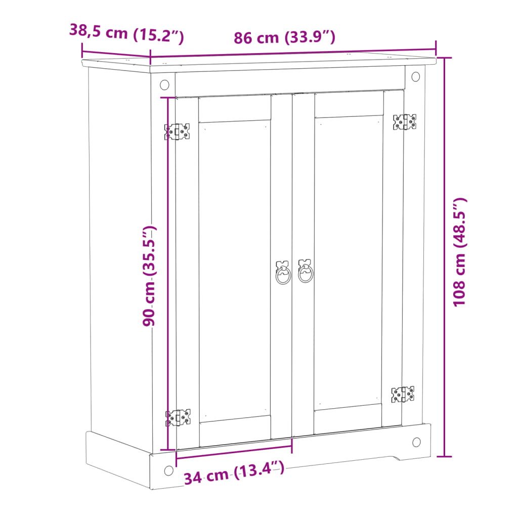 vidaXL skoskab Corona 86x38,5x108 cm massivt fyrretræ