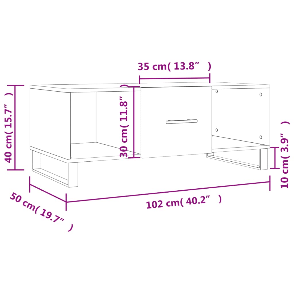 vidaXL sofabord 102x50x40 cm konstrueret træ betongrå