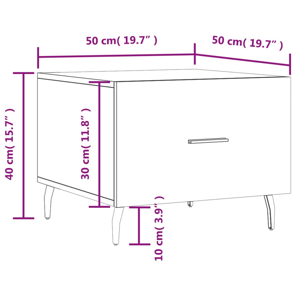 vidaXL sofaborde 2 stk. 50x50x40 cm konstrueret træ grå sonoma-eg