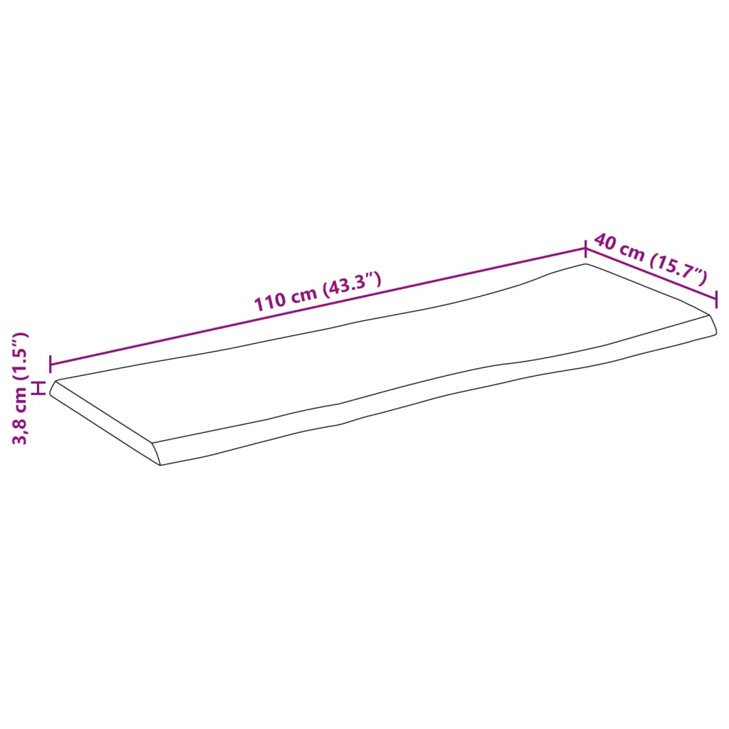 vidaXL bordplade 110x40x3,8 cm rektangulær massivt akacietræ