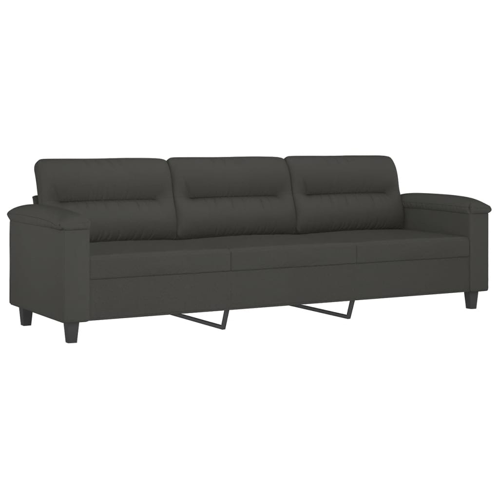 vidaXL 3-personers sofa m. puder hynder 210 cm mikrofiberstof mørkegrå