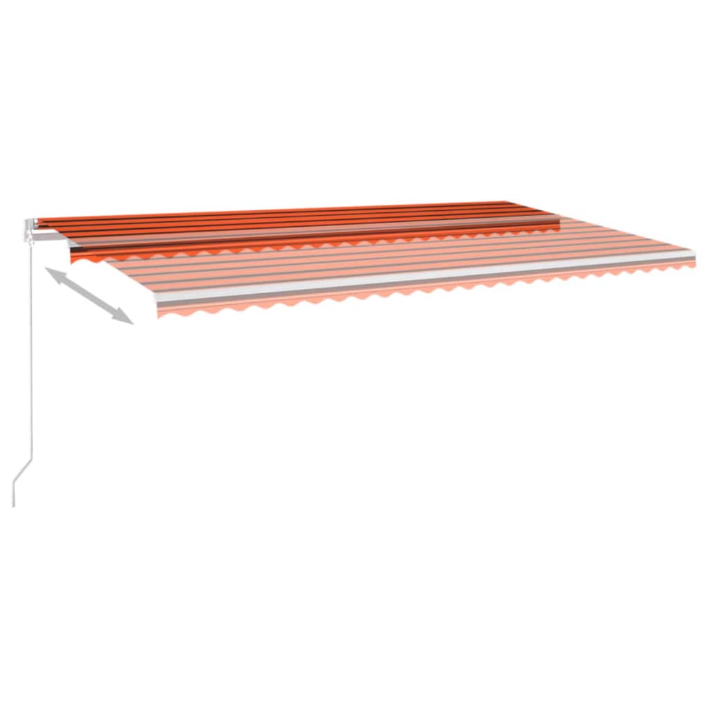 vidaXL markise m. LED-lys 600x350 cm manuel betjening orange og brun