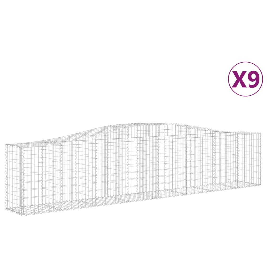 vidaXL buede gabionkurve 9 stk. 400x50x80/100 cm galvaniseret jern