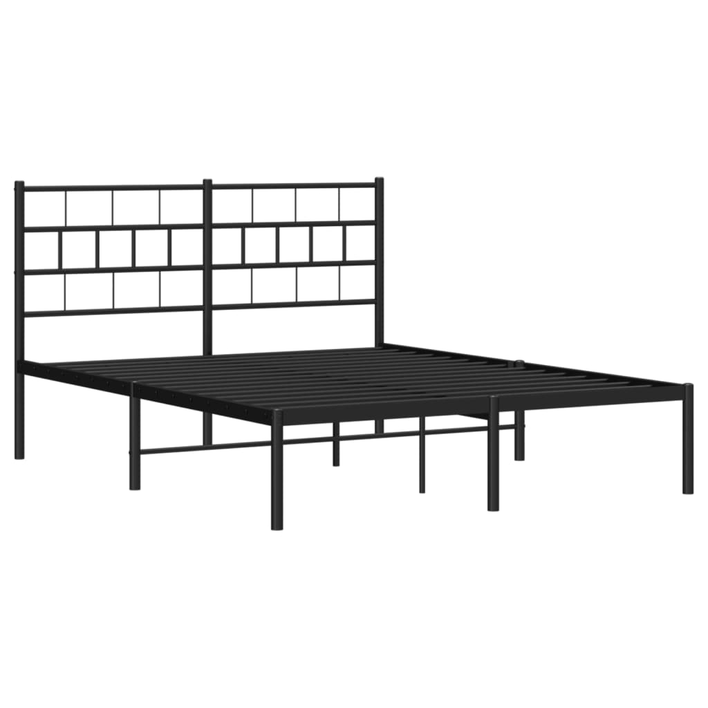 vidaXL sengeramme med sengegavl 120x190 cm metal sort